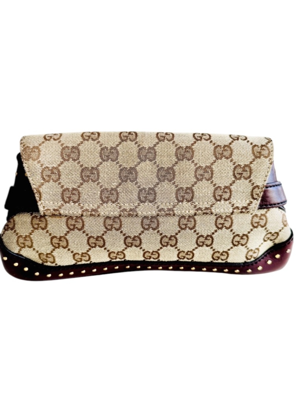 Gucci Horsebit Bag Tom Ford Era Vintage GG Canvas Clutch on Chain Burgundy - Picture 11 of 12